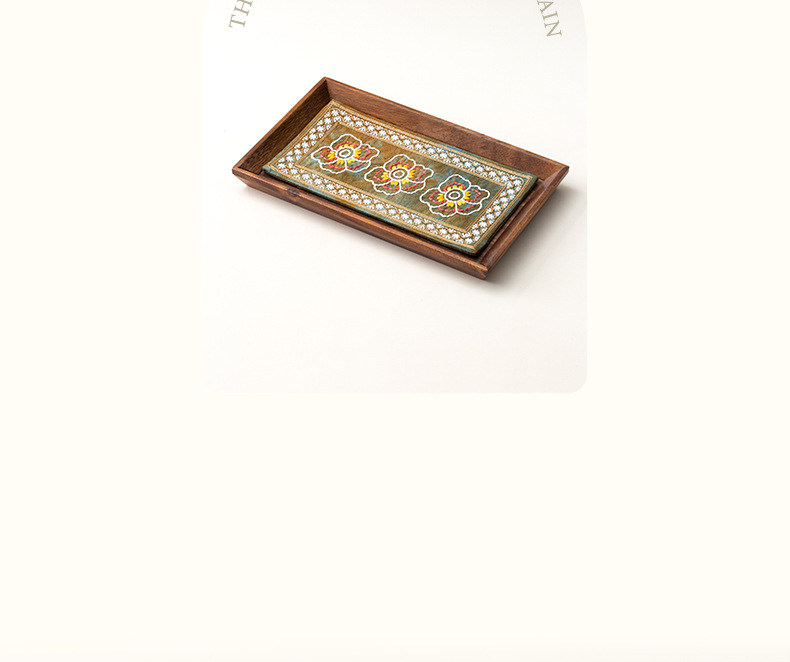刺繡紮染寶相花茶席胡桃木茶盤套組 商品詳情圖 4