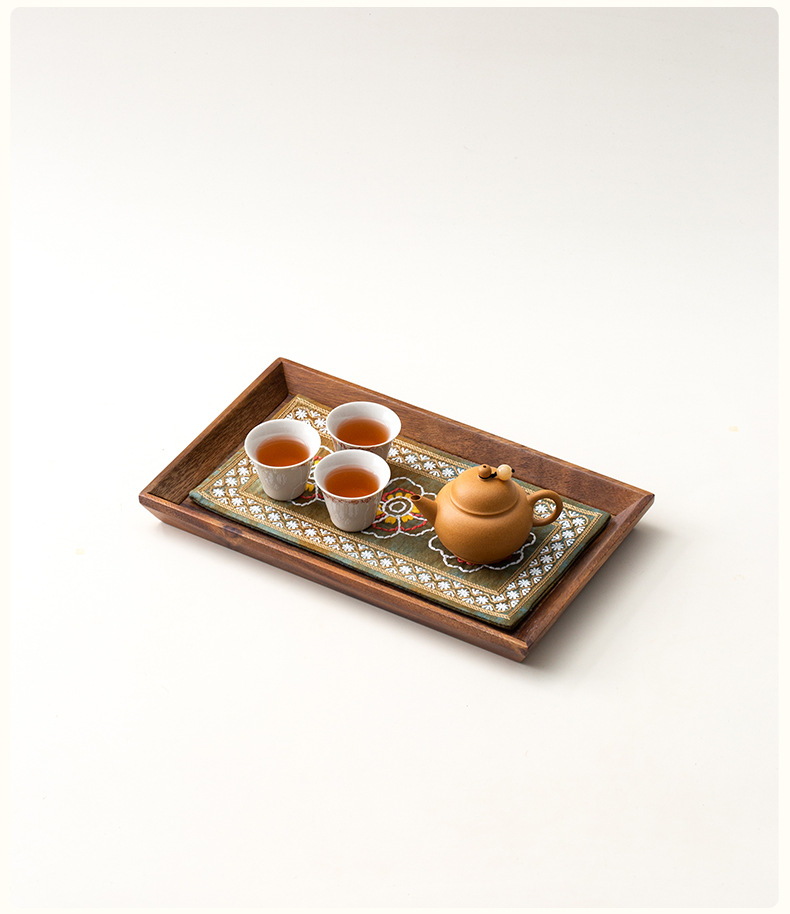 刺繡紮染寶相花茶席胡桃木茶盤套組 商品詳情圖 7