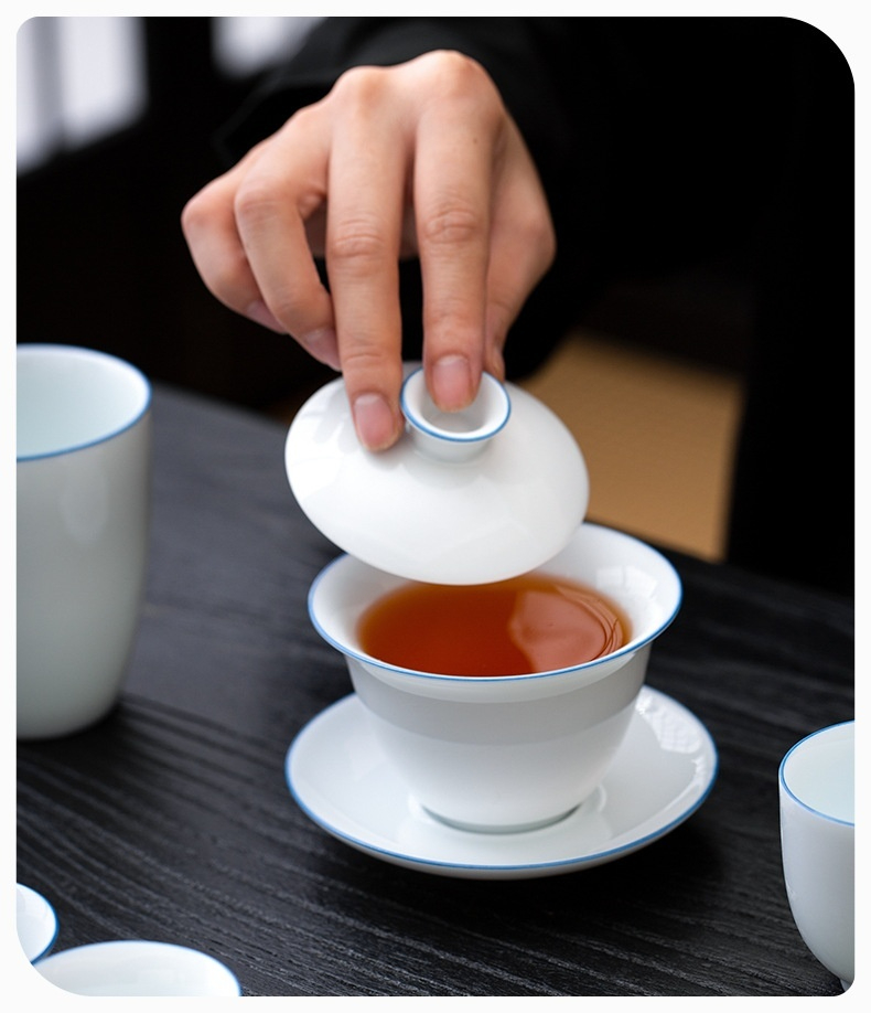 影青瓷蓋碗茶杯套組禮盒 商品詳情圖 4