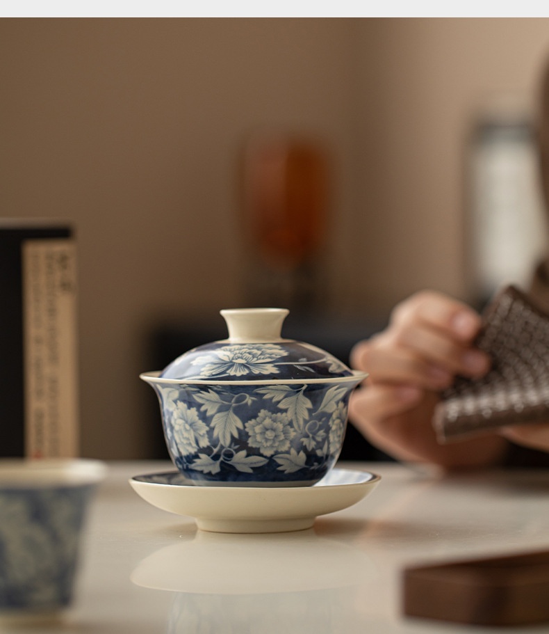 蘇打釉元青花國色天香蓋碗 商品詳情圖 13