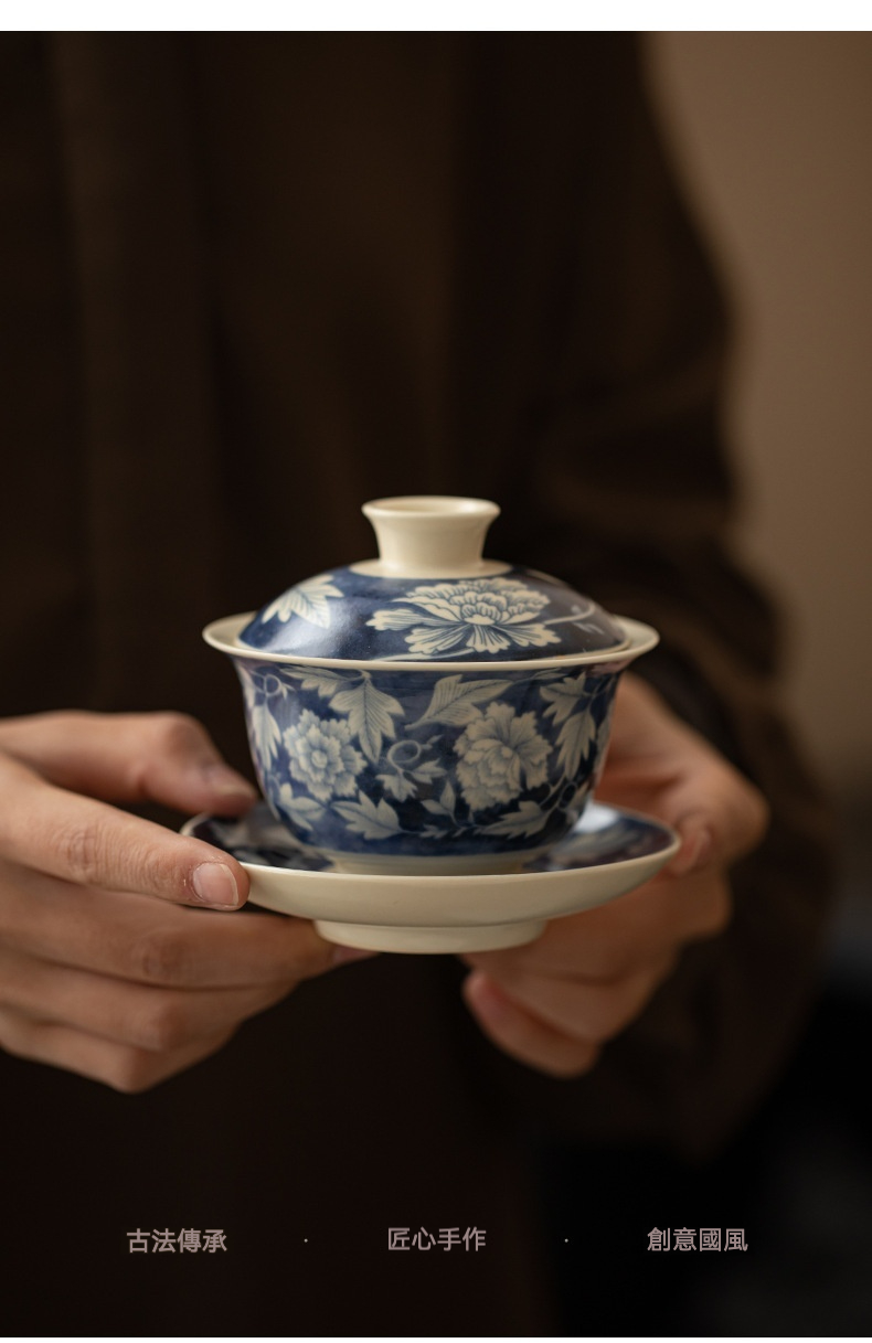 蘇打釉元青花國色天香蓋碗 商品詳情圖 6