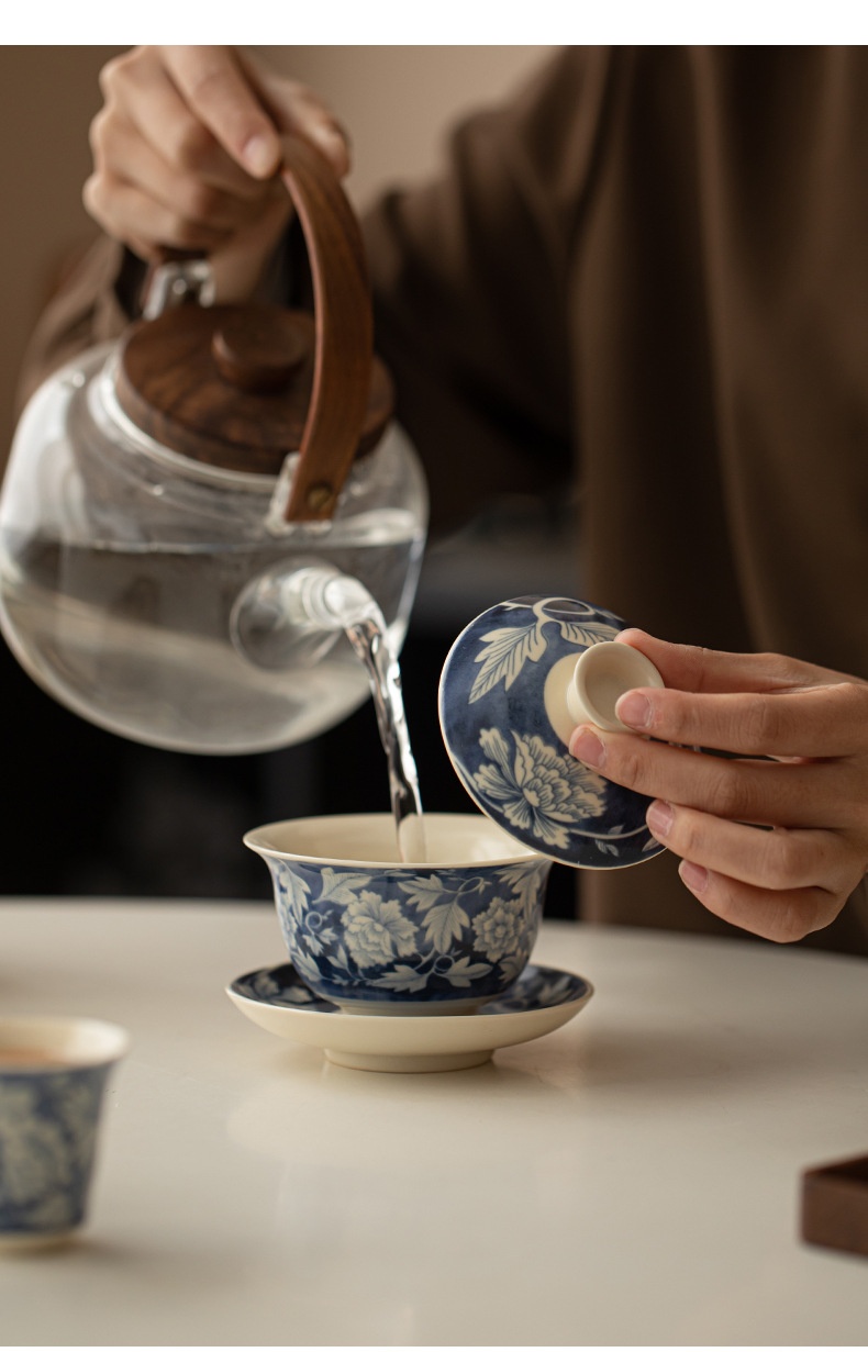 蘇打釉元青花國色天香蓋碗 商品詳情圖 9