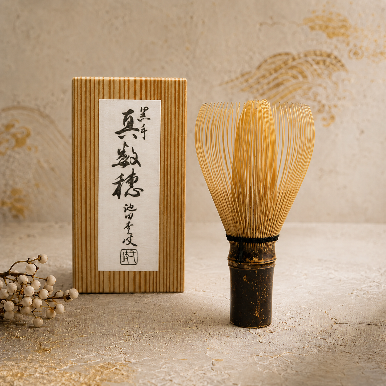 日本大師級- 限量池田壹岐手作真數穗黑竹茶筅- 南山居