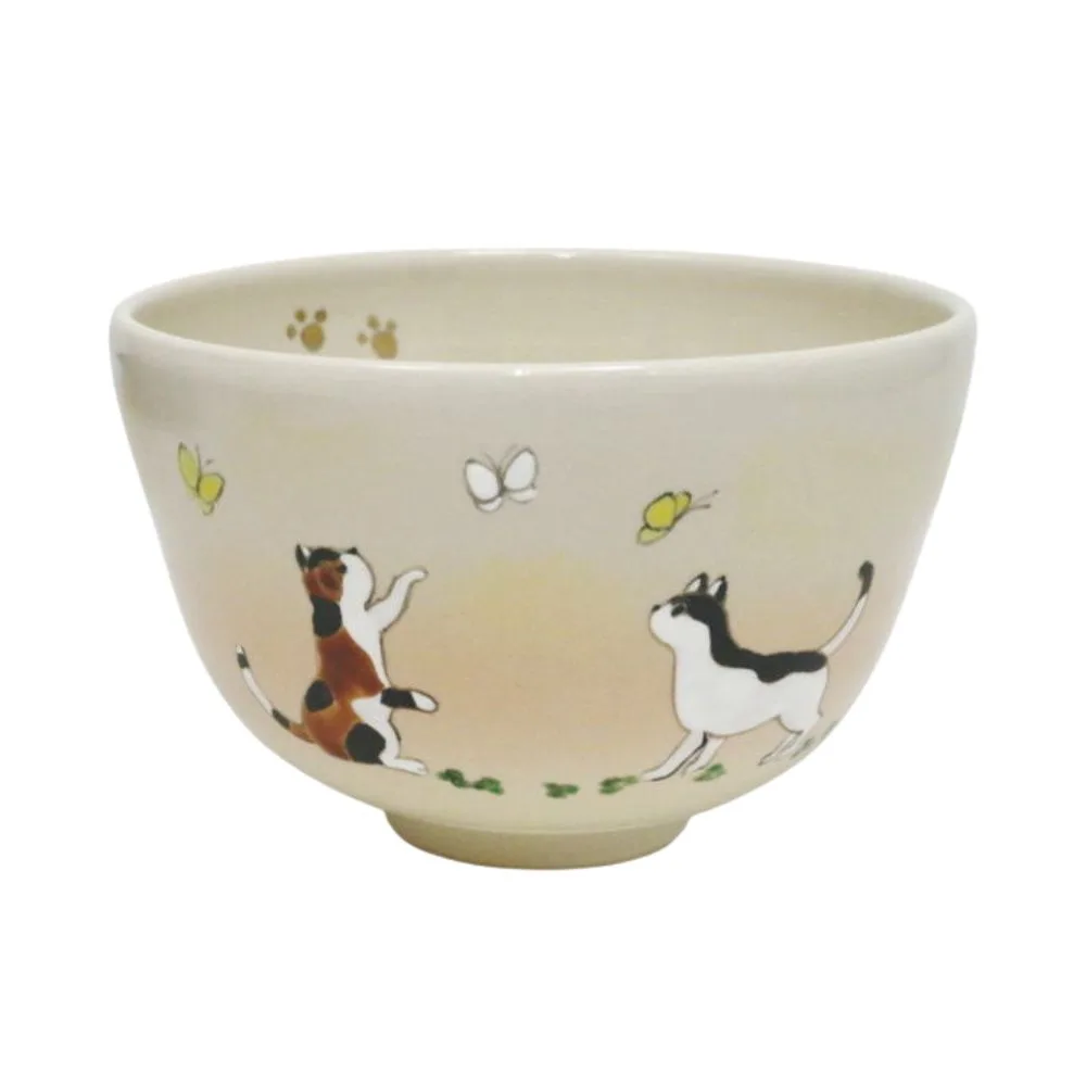 貓戲蝴蝶抹茶碗/ 日本加藤仁犀- 南山居