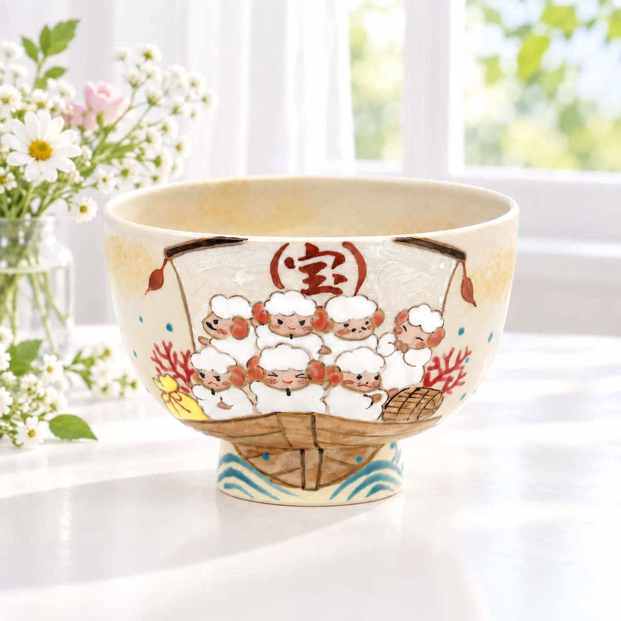 寶船七福羊抹茶碗/ 日本水出宋絢- 南山居