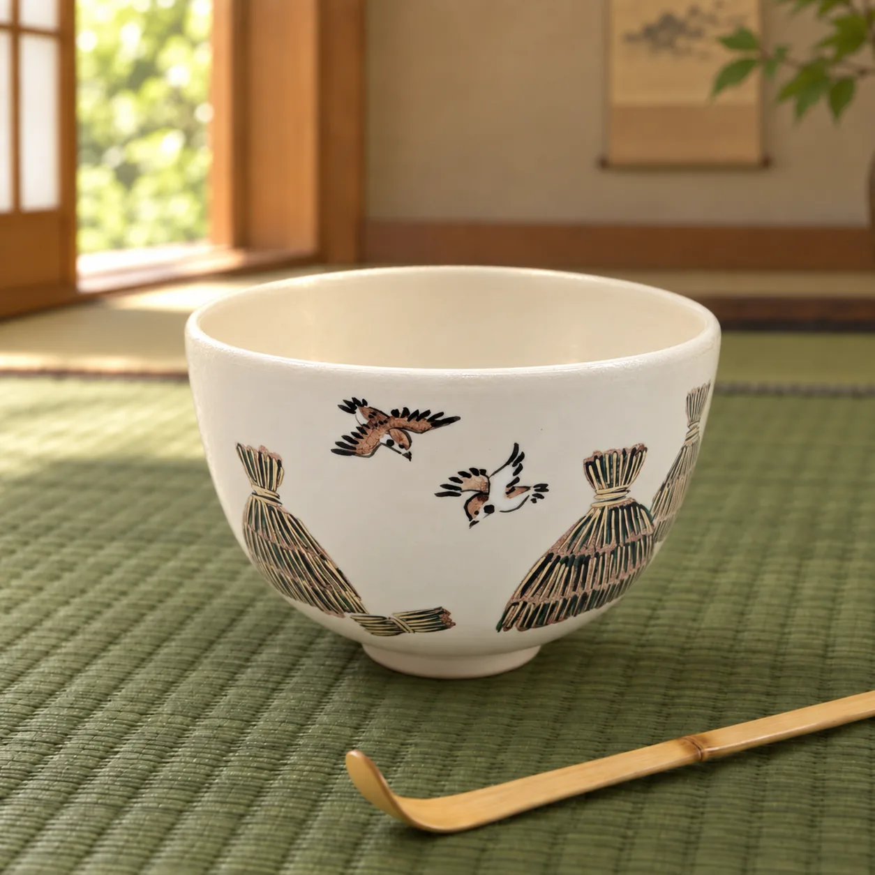 稻束麻雀抹茶碗/ 日本八木海峰- 南山居