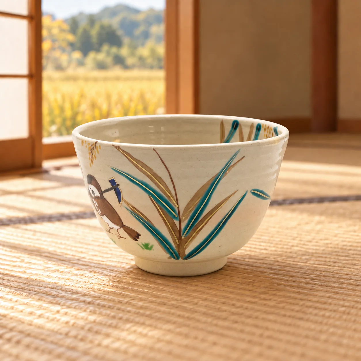 雀鳥秋收稻穗抹茶碗/ 日本東山深山- 南山居