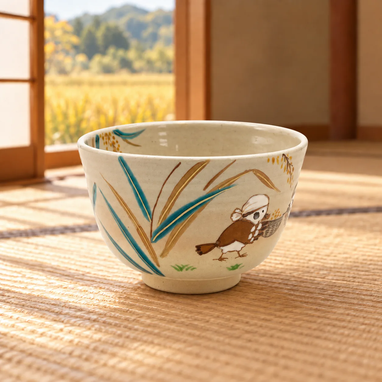 雀鳥秋收稻穗抹茶碗/ 日本東山深山- 南山居
